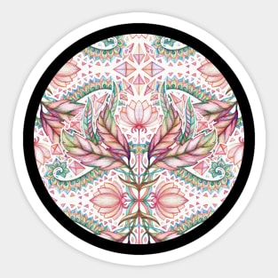 Lily, Leaf & Triangle Pattern - multi-color version Sticker